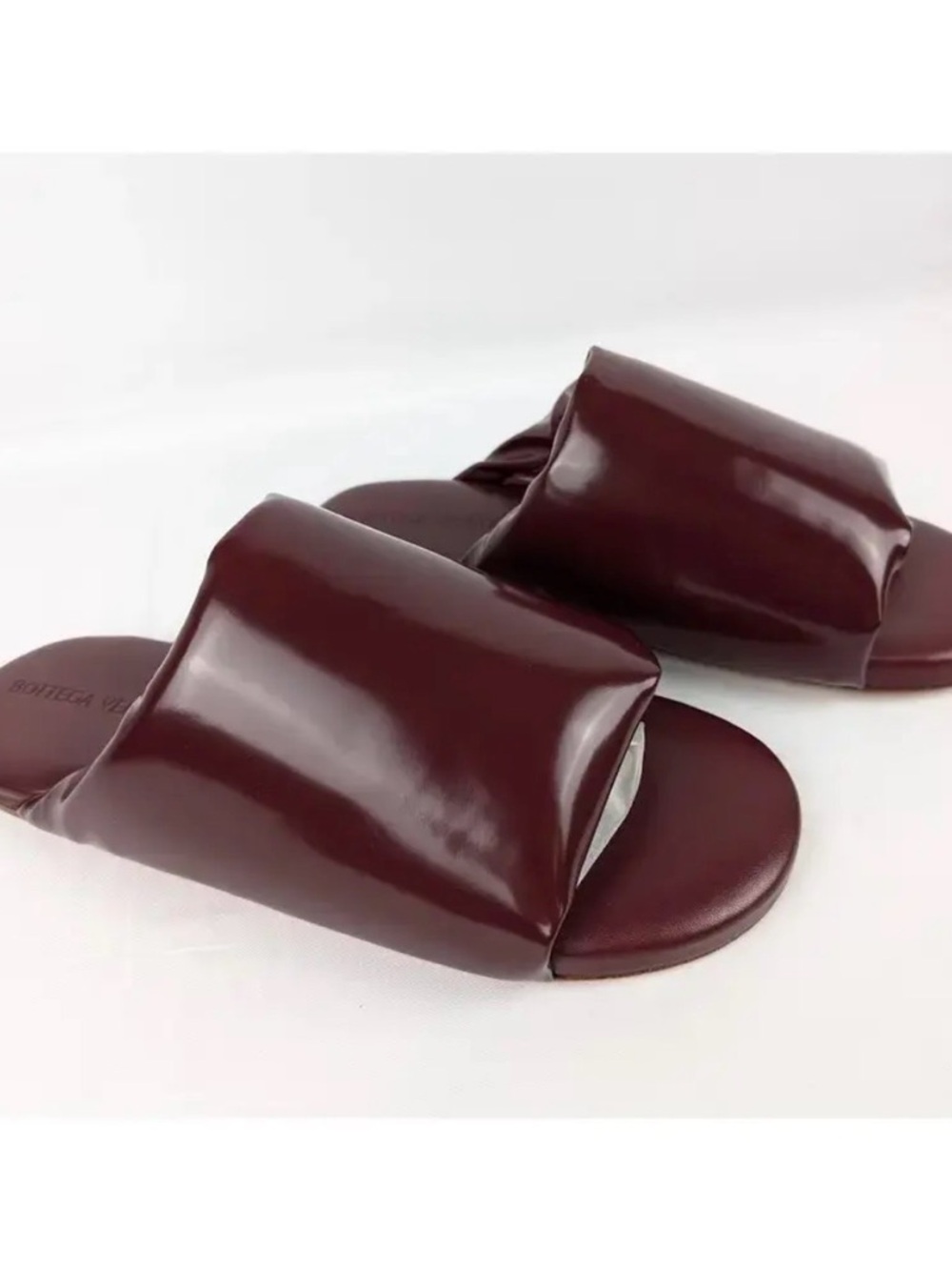 Bottega Veneta Burgundy Padded Slides